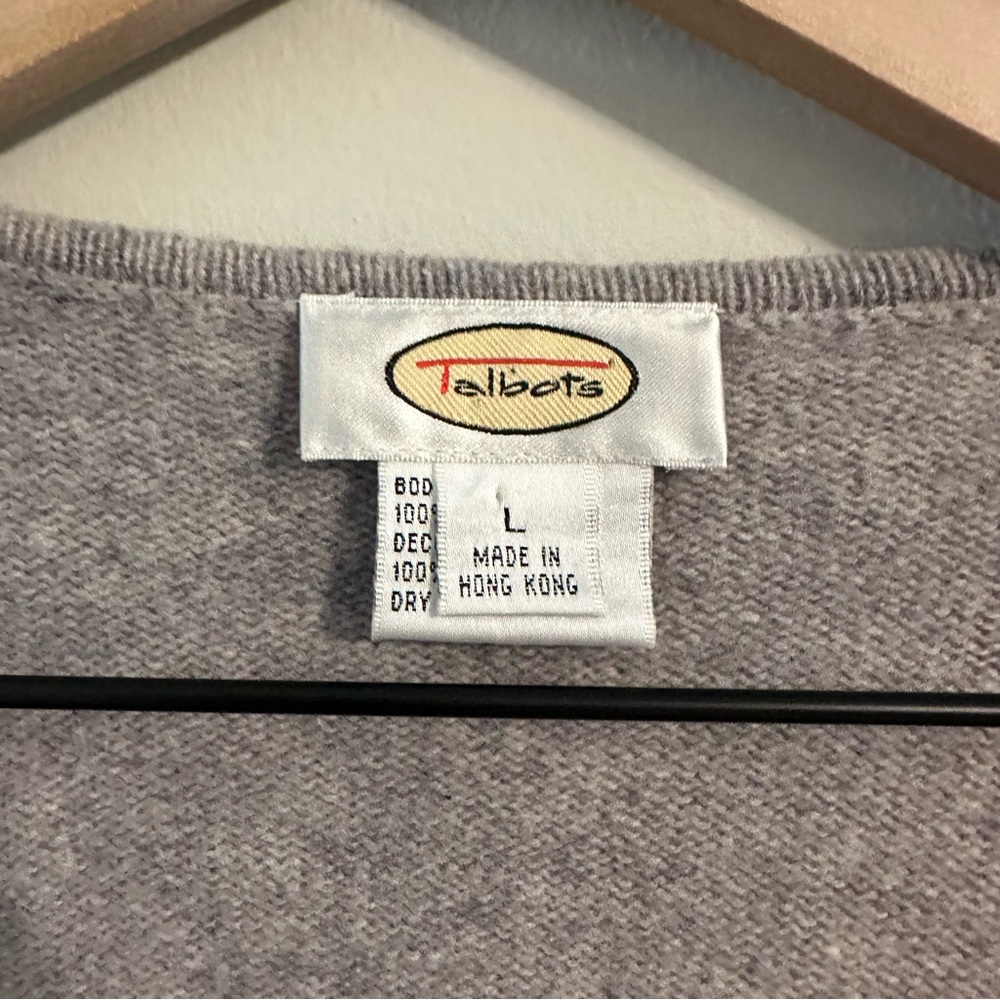 Talbots Vintage Lambswool Floral Embroidered Sweater size Large - Picture 2 of 5